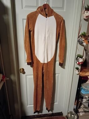 Kids Brown and White Hooded One-Piece Footie